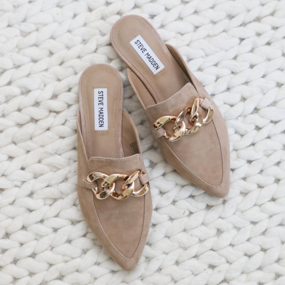 🌸 Steve Madden Finn Chain Pointed Toe Mule - Tan 🌸